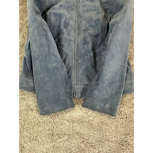 Valerie Stevens 100% Leather Suede Jacket Blue Large - Picture 9 of 14